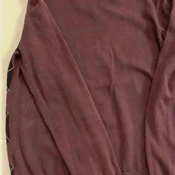 Men’s Argyle V-Neck Long Sleeve Cotton Black Purple Pullover medium - Picture 3 of 12